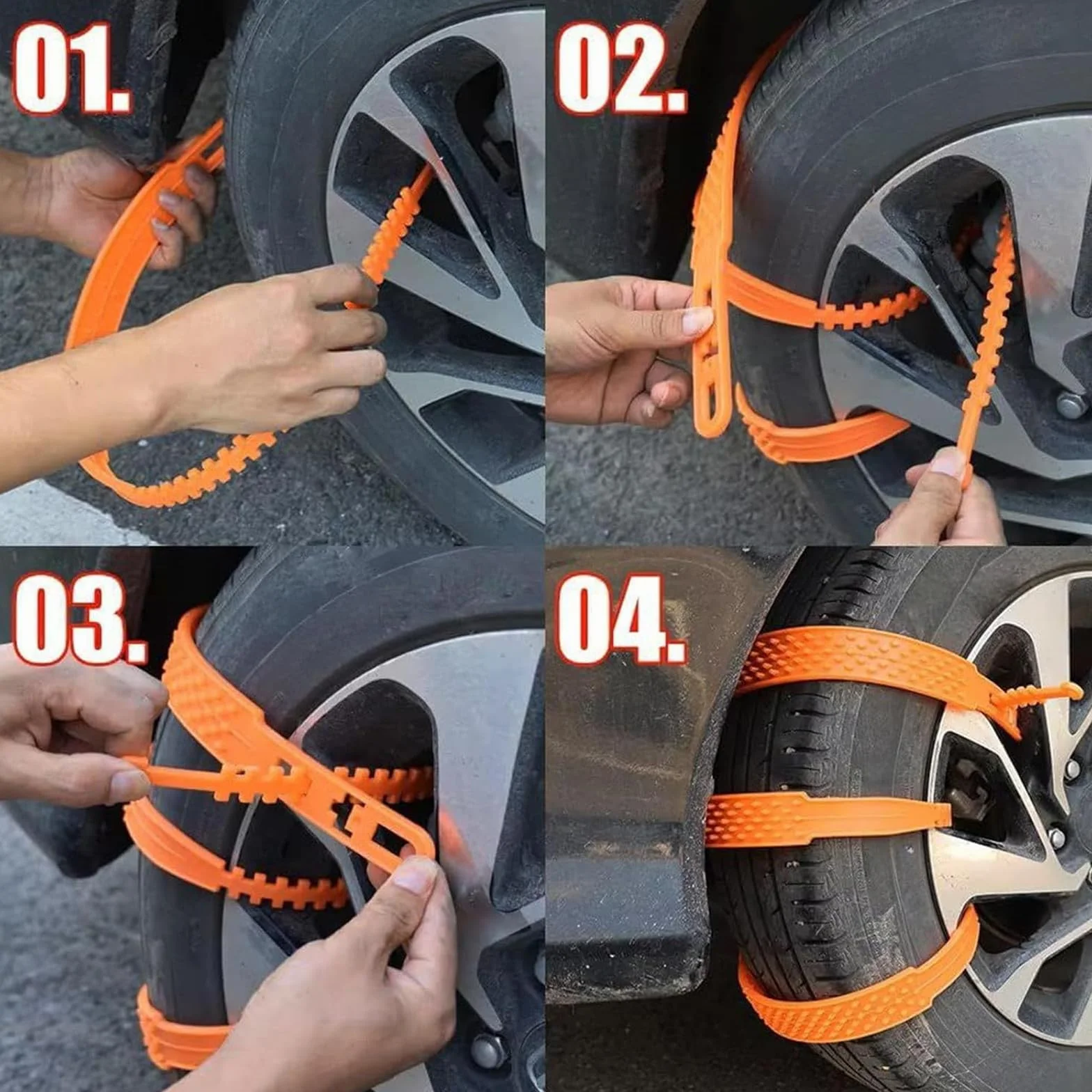 Catene da Neve per Auto, Catene per Pneumatici da Neve Antiscivolo, Fasce Antiscivolo Anti Slittamento Emergenza Neve, Regolabili, Possono Essere Utilizzate su Strade Innevate, Fangose (Nero)