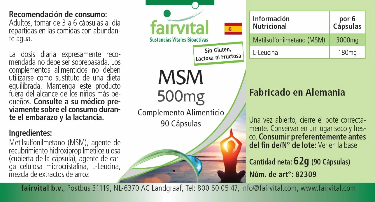 Fairvital MSM 500 mg 90 kapsułek metylosulfonylometan wegańskie