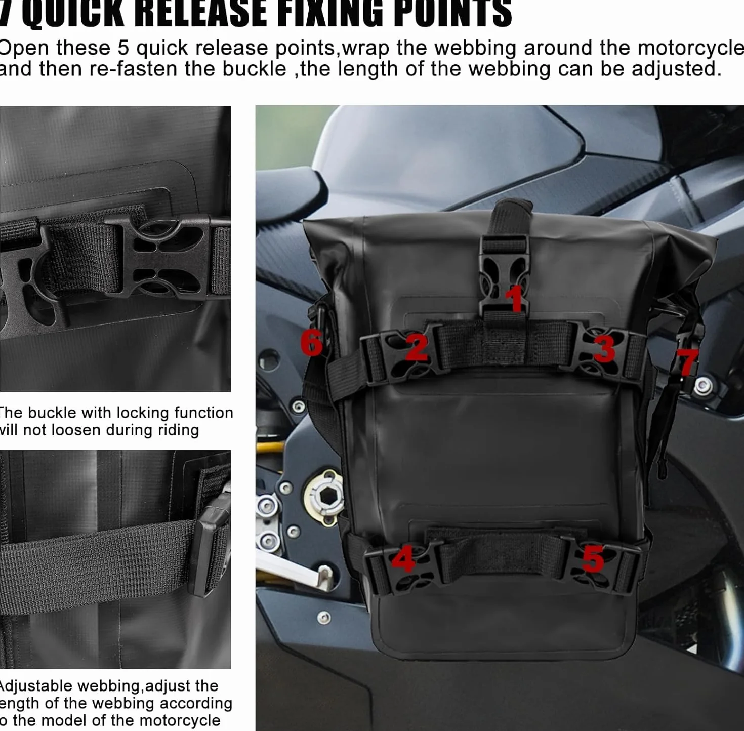 Borse Paramotore Moto 8L Impermeabile Borsa per BMW F 850 GS Adventure 2018-2022, Borsa per Telaio Paraurti Moto Motociclette Espandibile Borse Laterali,Black/A