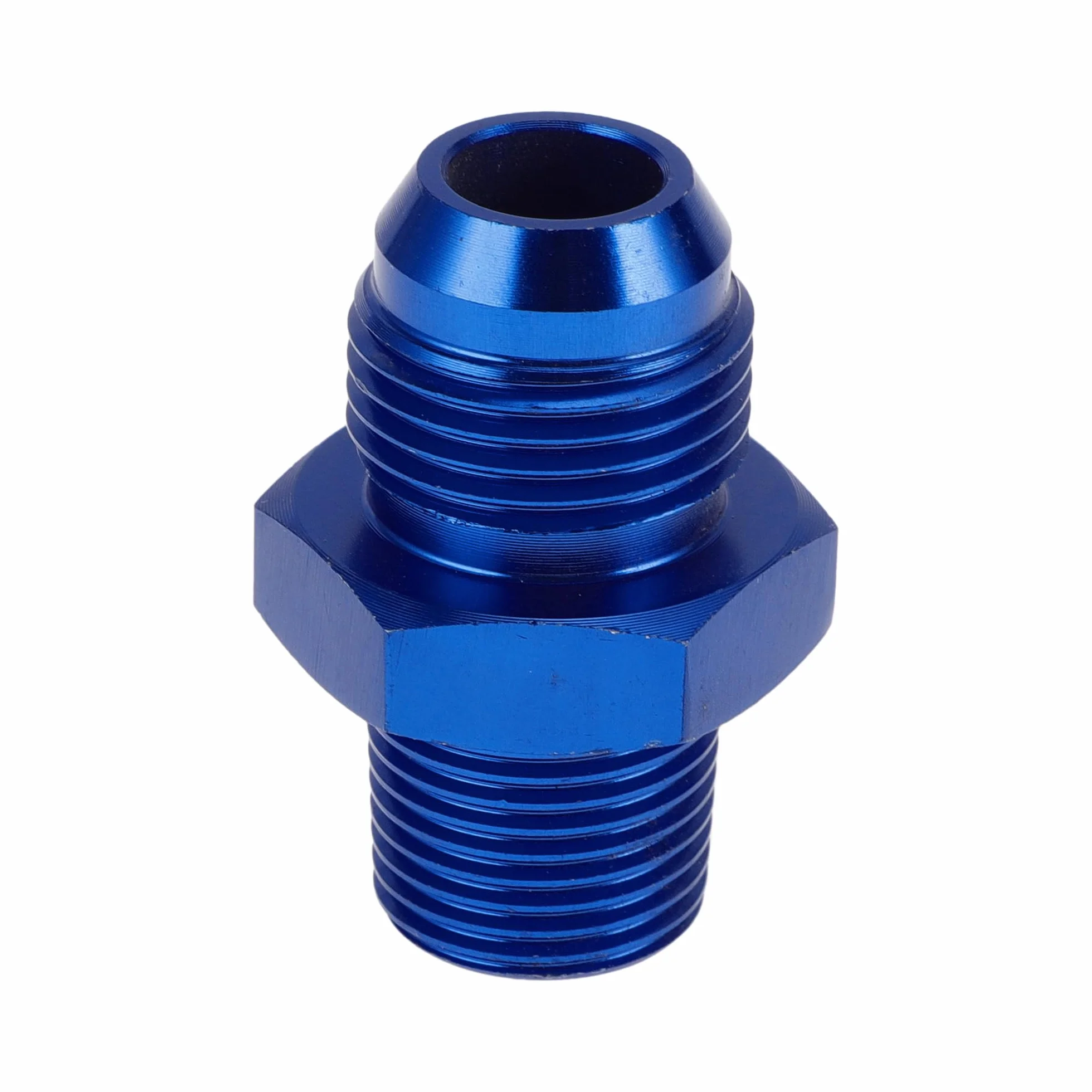 A ABSOPRO Adattatore Riduttore Maschio per Tubo Flessibile con Filettatura Flare TF-AN8-3/8 NPT Connettore Linea Carburante in Alluminio Blu