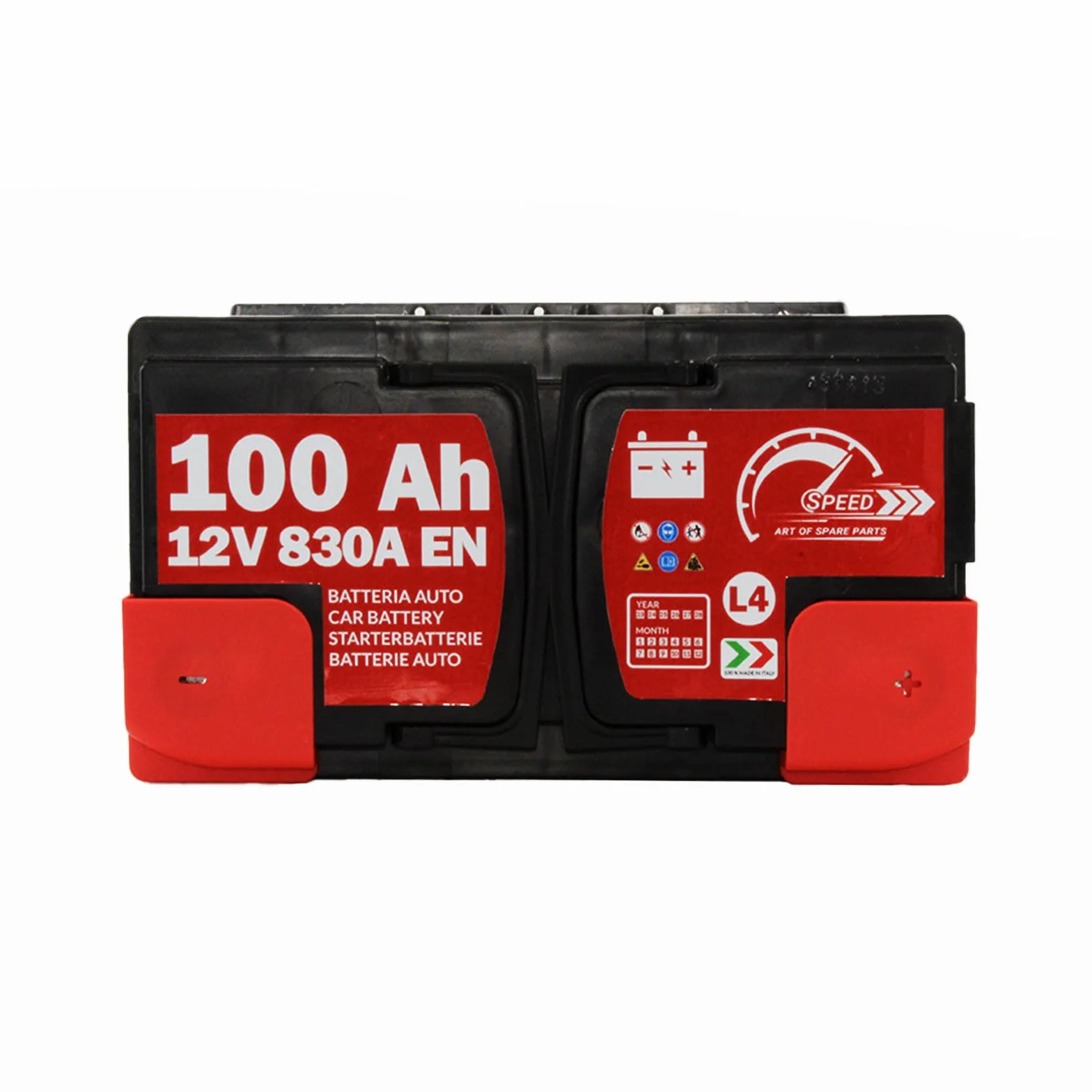 BATTERIA AVVIAMENTO AUTO ORIGINALE SPEED L4 100AH 12V 830A CON POLO POSITIVO A DESTRA