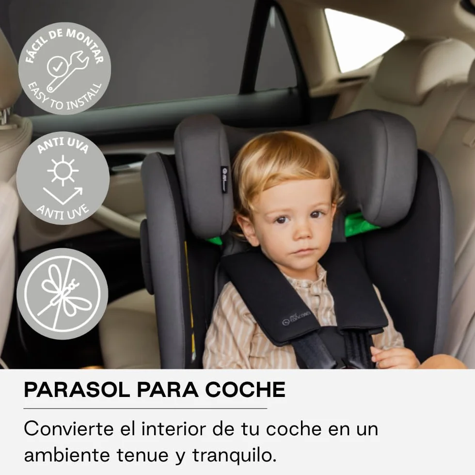 Jané Parasole Auto Bambino Finestrino, Protezione UV 30+, Anti-Insetti, Universale, Traspirante, Set 2 Pezzi,Taglia L