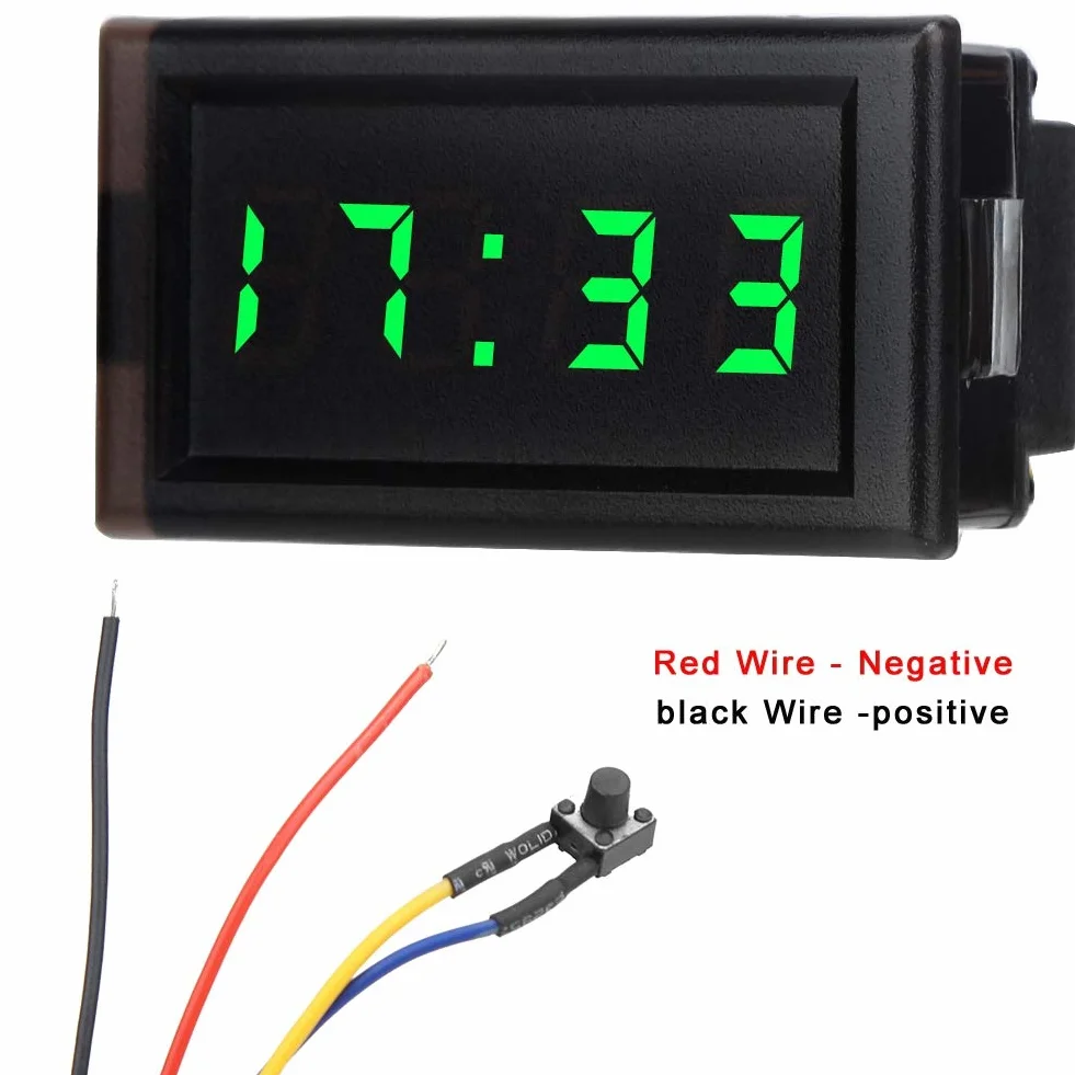 KIMISS DC4.5-30V Display digitale a LED con orologio elettronico per auto antipolvere impermeabile(verde)
