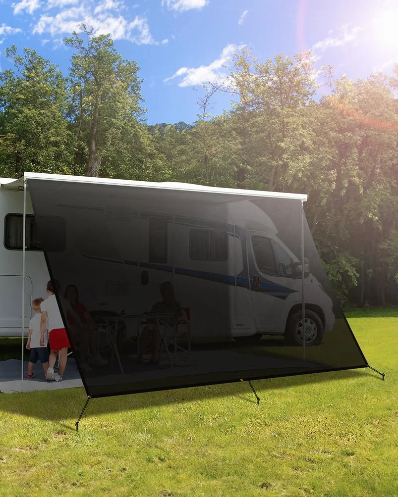 SUPAREE Parasole per Tendalino Camper 3,7 x 2,46m Protezione UV Privacy Maglia nera