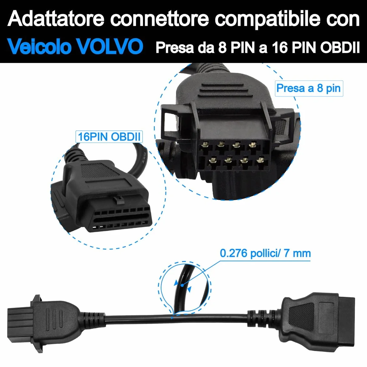 Cavo OBD2 Pin 8 per Diagnostica Camion VOLVO