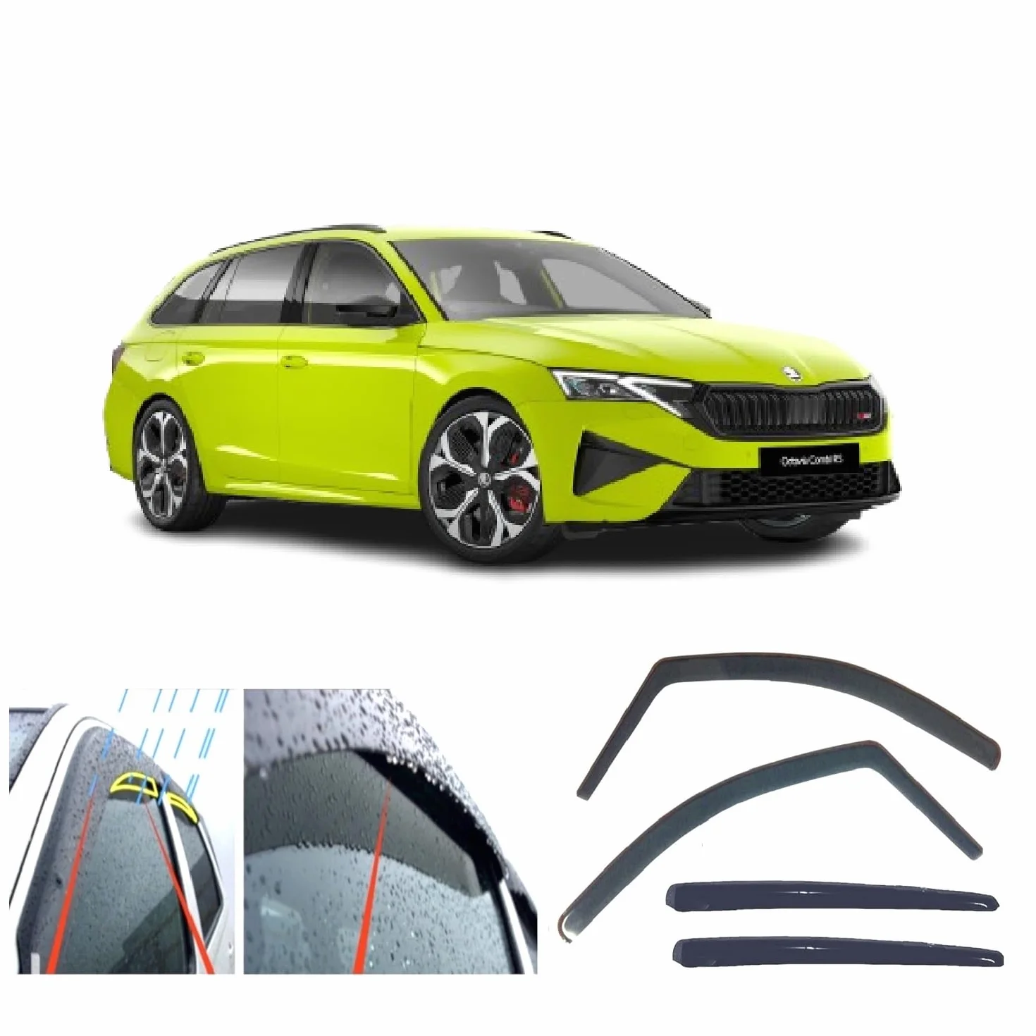 4 deflettori d'aria per Skoda Octavia 5 porte SW Kombi 2019 2020 2021 2022 2023 2024 2025