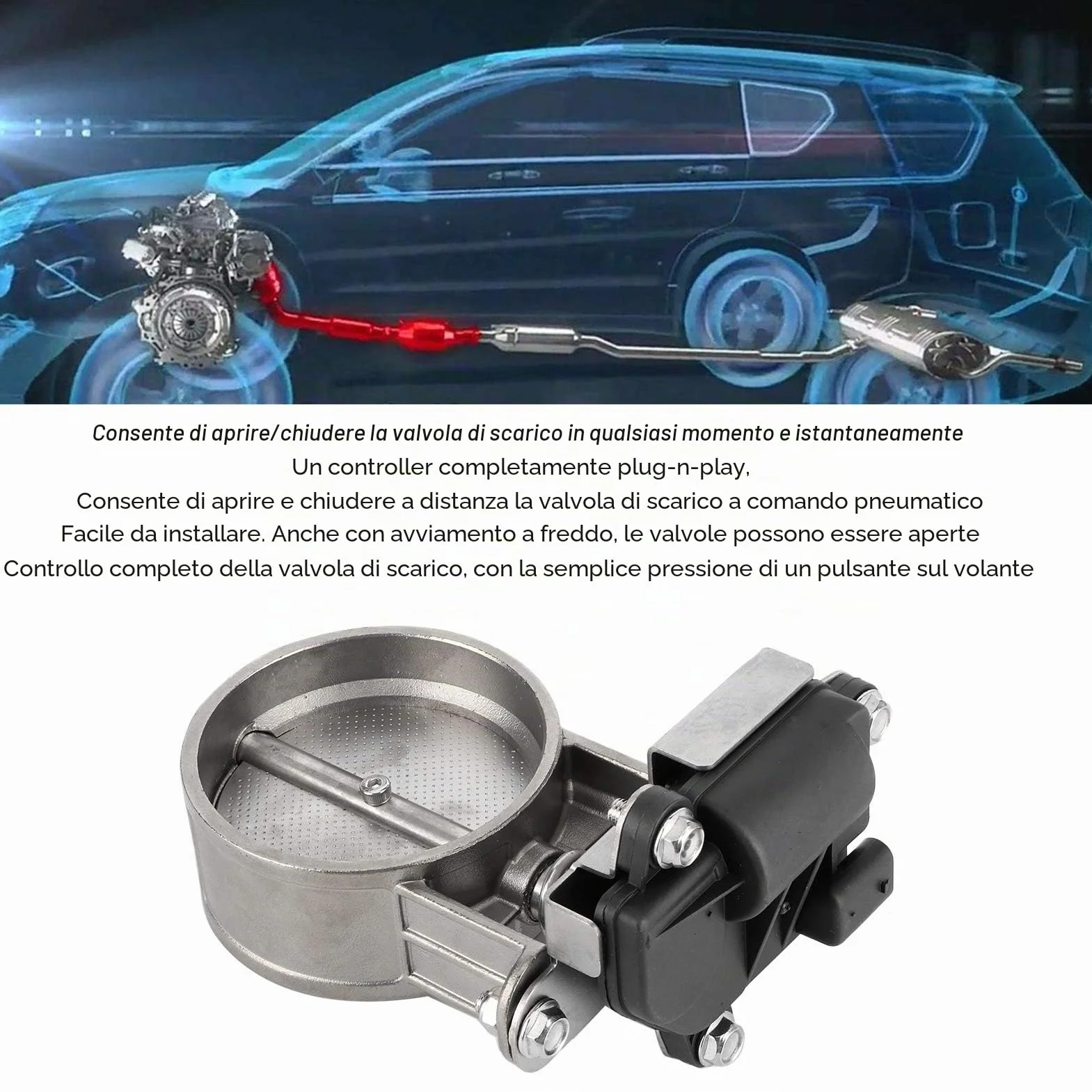 Valvola di controllo scarico auto E82 telecomando bassa pressione taglio tubo discesa catback 2,25 pollici