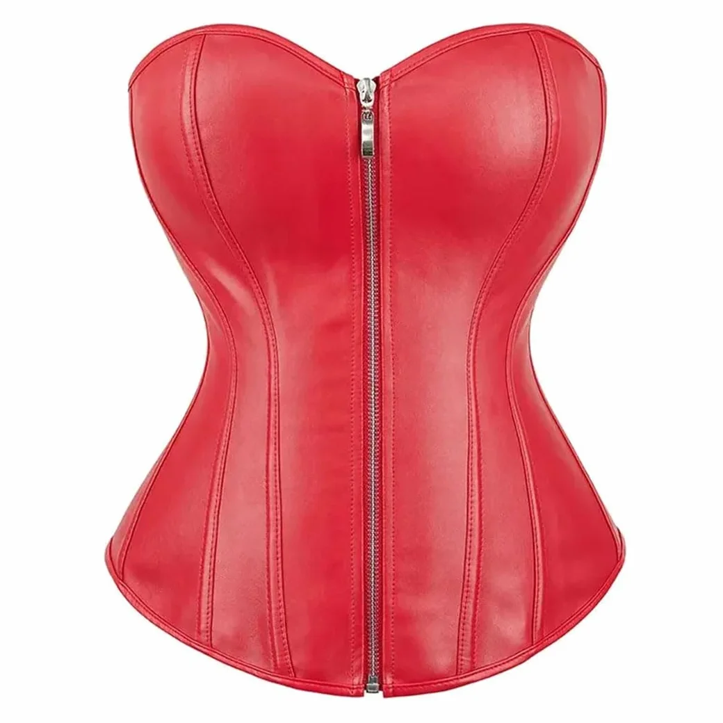 Corsetto da donna in pelle stile gotico steampunk overbust top