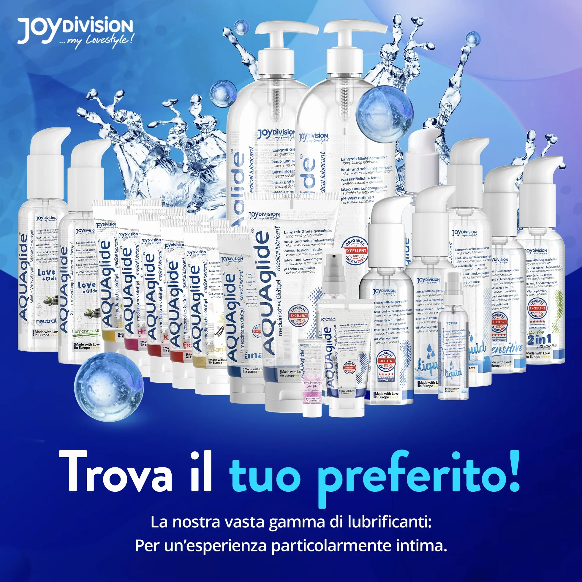 JOYDIVISION Originale AQUAglide 200 ml Gleitgel Naturale, Lubrificante Cristallino & Vegano, Ottimizzato per il pH