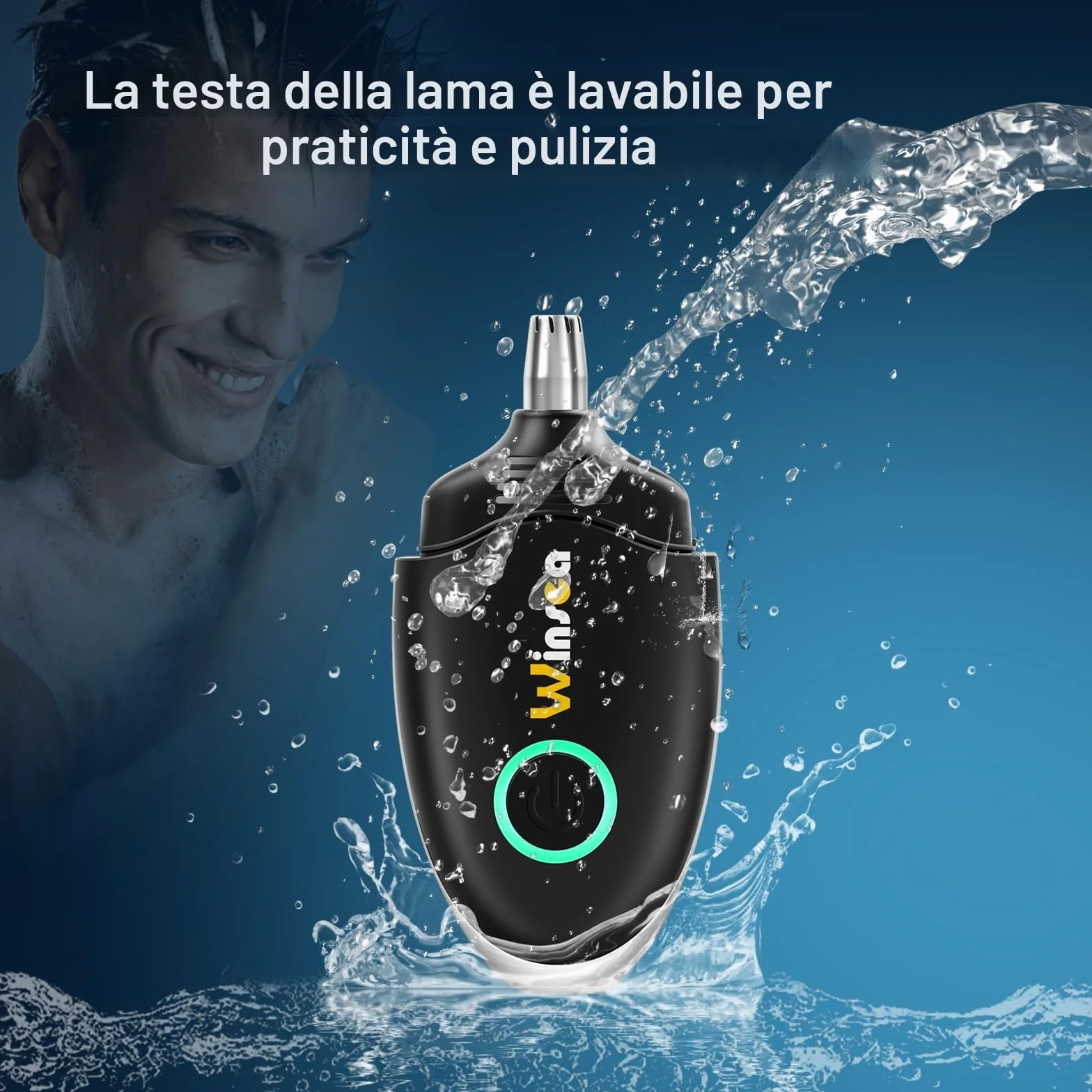 Winsea Rasoio per naso e orecchie, ricaricabile USB, impermeabile, ad alta precisione