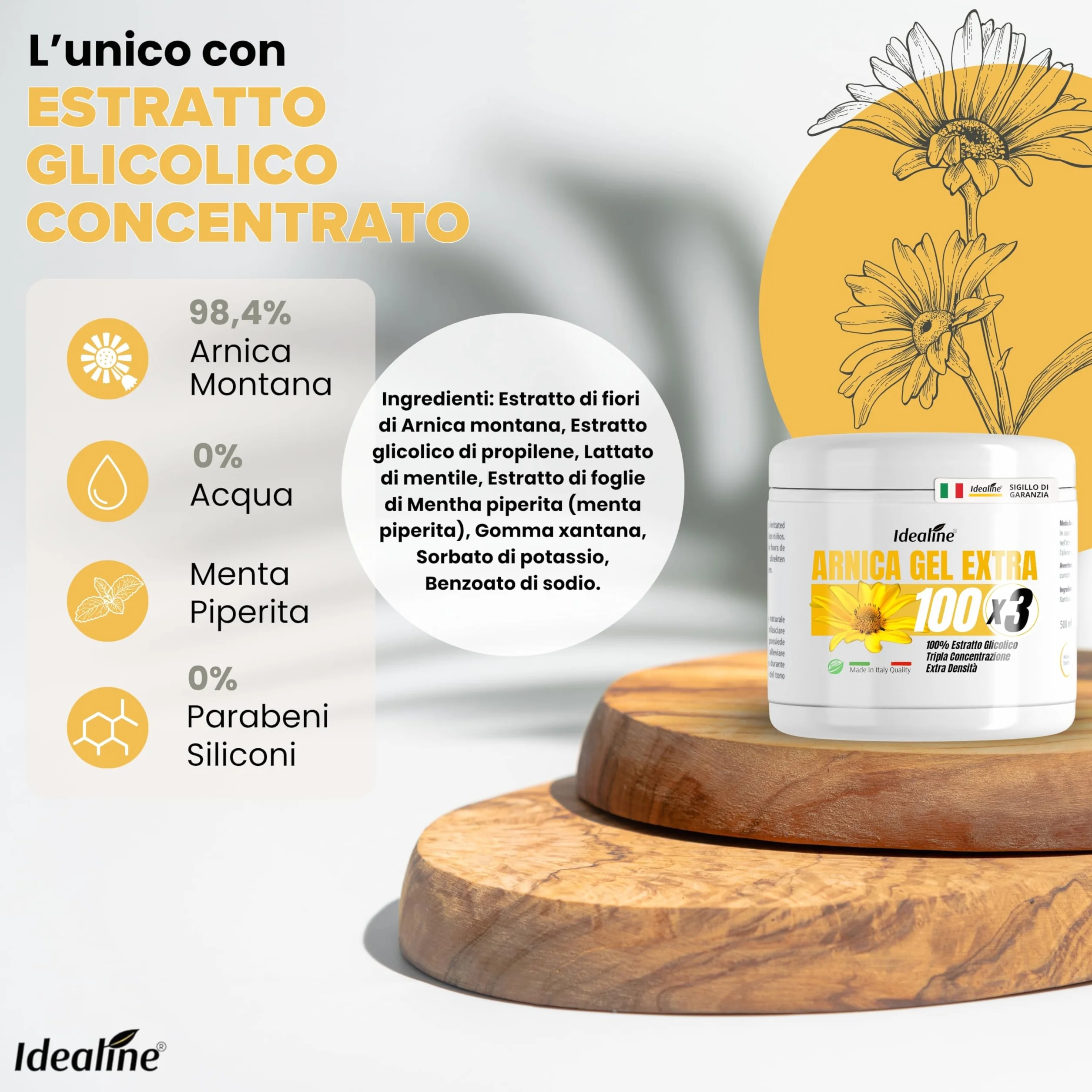 Arnica Gel Extra Forte 500ml Arnica Montana Made in Italy per Muscoli e Articolazioni