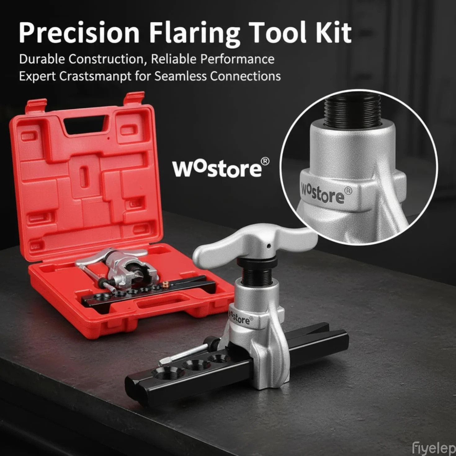Wostore set di utensili per deformazione tubi 7 matrici per flare eccentrici tubi rame 4,8-19,1 mm HVAC