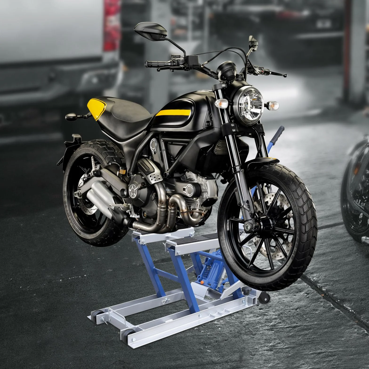 Sollevatore per Moto 680 kg 12-38,7 cm Altezza Regolabile Blu Argento