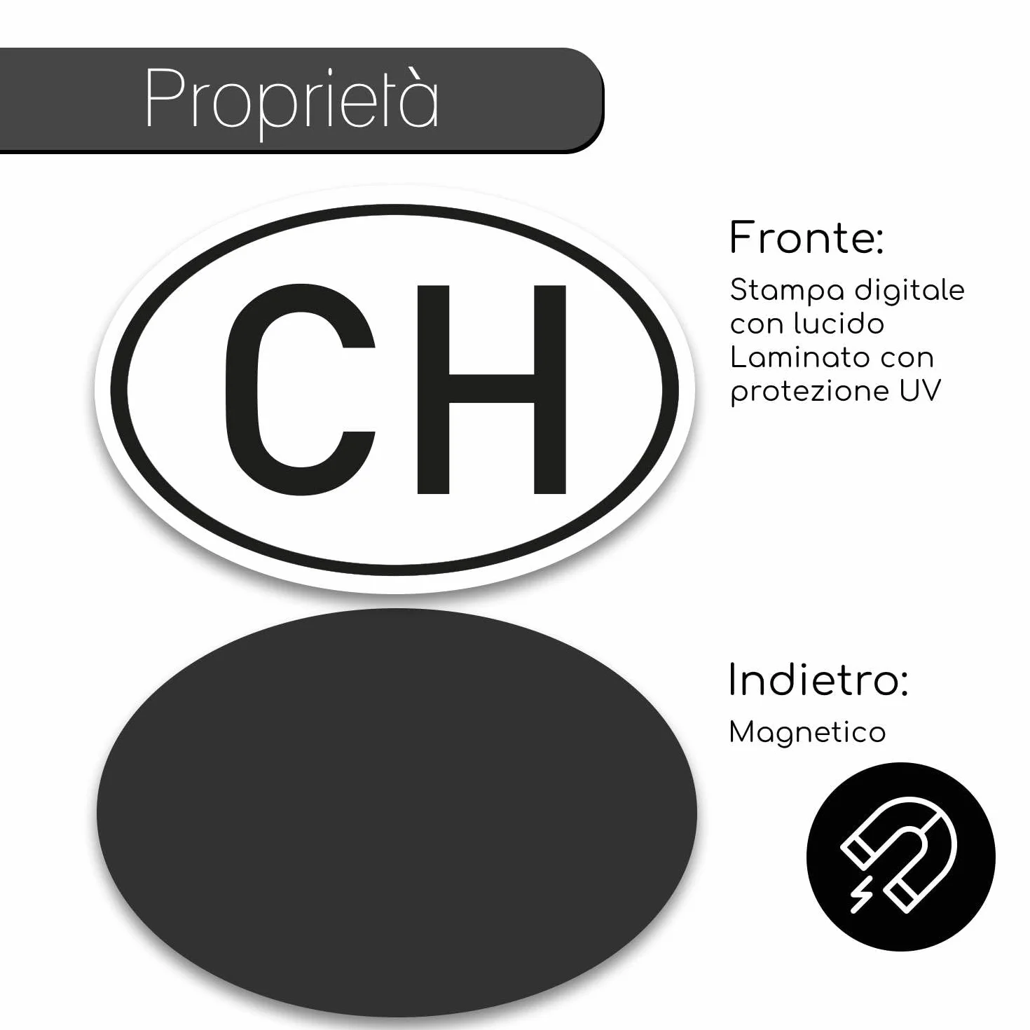iSecur Targa magnetica Svizzera bianco-nero 17,5 x 11,5 cm DIN standardizzato auto camion camper