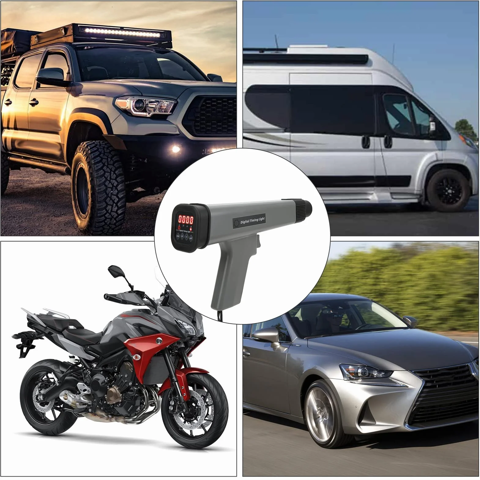 Luce di Fasatura Dell'accensione, Luce di Fasatura del Motore Digitale Luce Stroboscopica Induttiva 12V Luce di Sincronizzazione Dell'accensione Per Auto Moto Marine