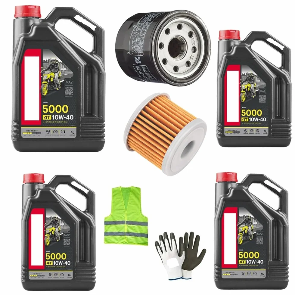 MOTO SPORT MONDO - Kit di manutenzione per moto: 4 litri di Olio M 10W40 4T HC-TECH + Filtro olio per Honda Transalp XL 600V