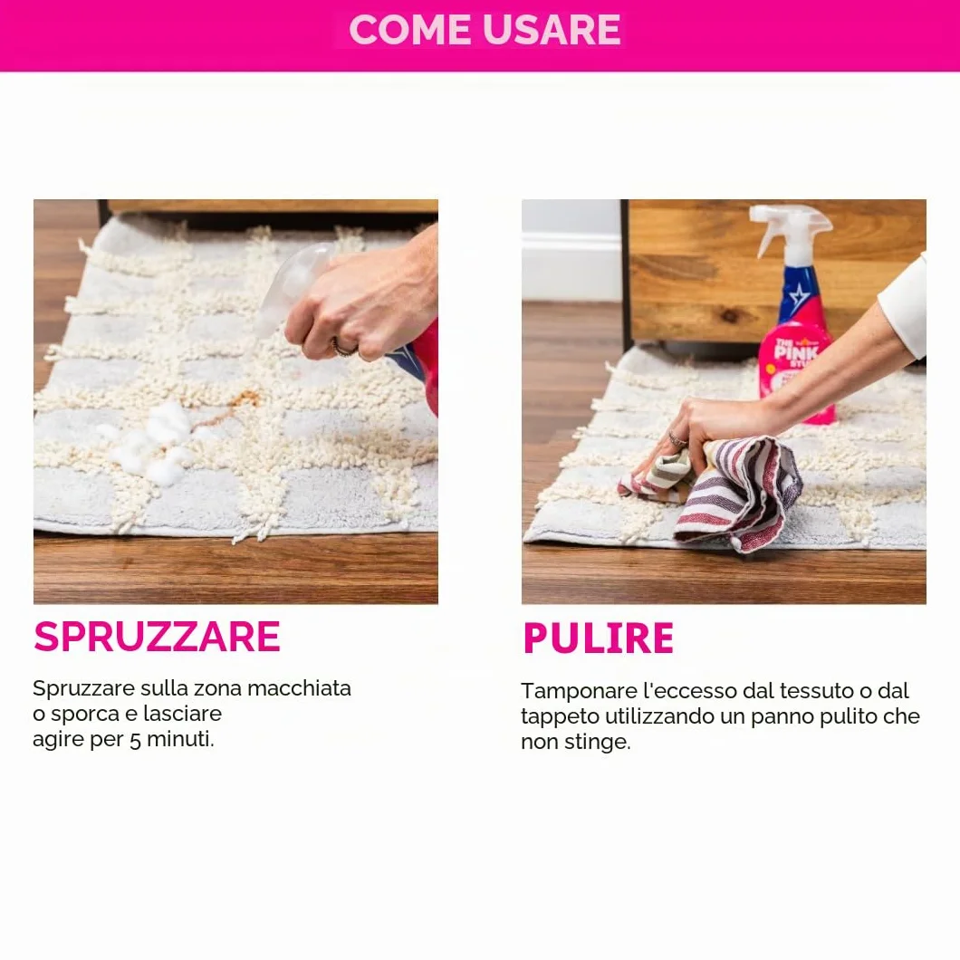 The Pink Stuff Miracle Smacchiatore in Schiuma per Tappeti e Tappezzeria, Formula Oxi