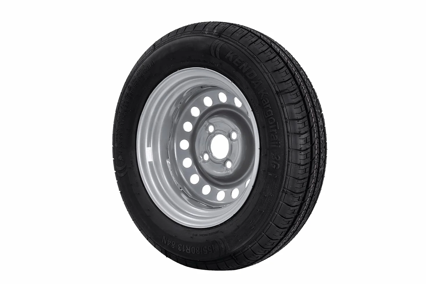 KENDA Ruota Completa per Rimorchio Leggero 155/80 R13 84N con Cerchio in Acciaio 4Jx13"H2 4x100 ET30, Portata 500 kg per Carrelli e Camper