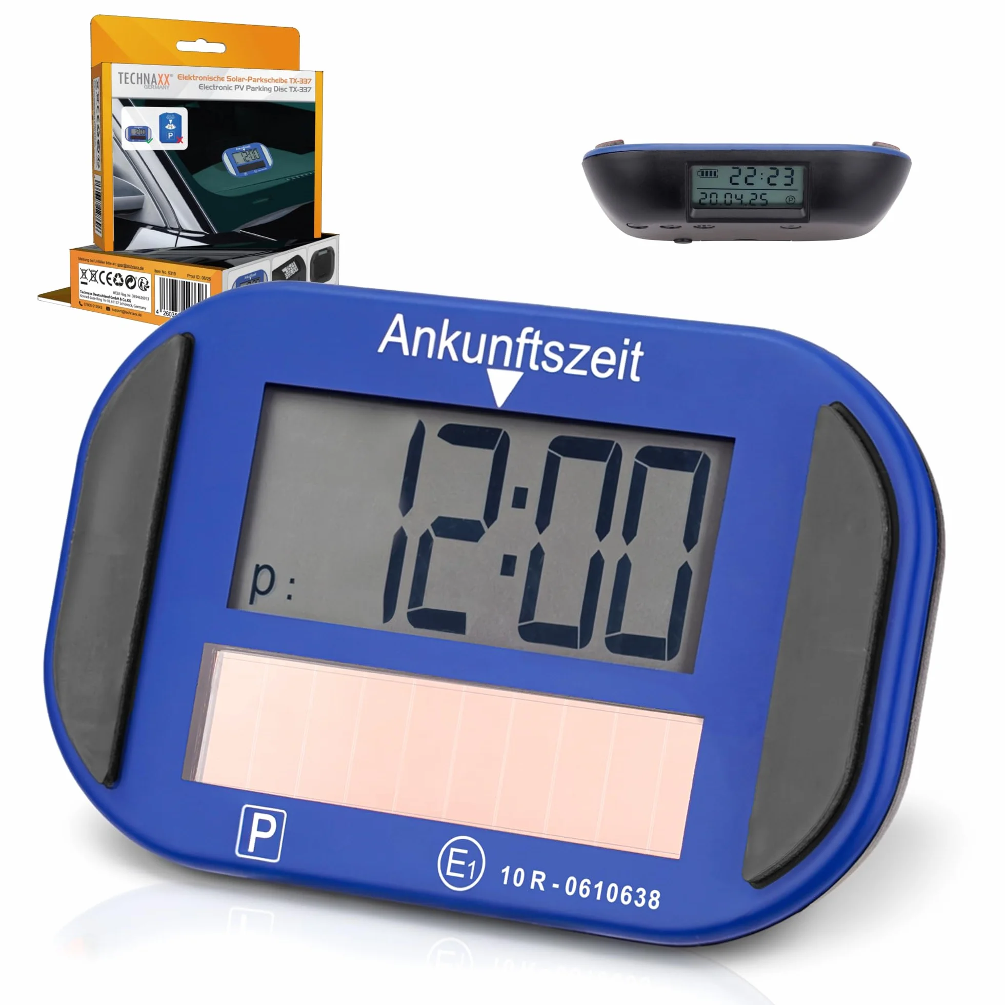 Technaxx TX-337 Disco Orario Elettronico Solare Timer Automatico da Parcheggio per Auto con Sensore di Movimento