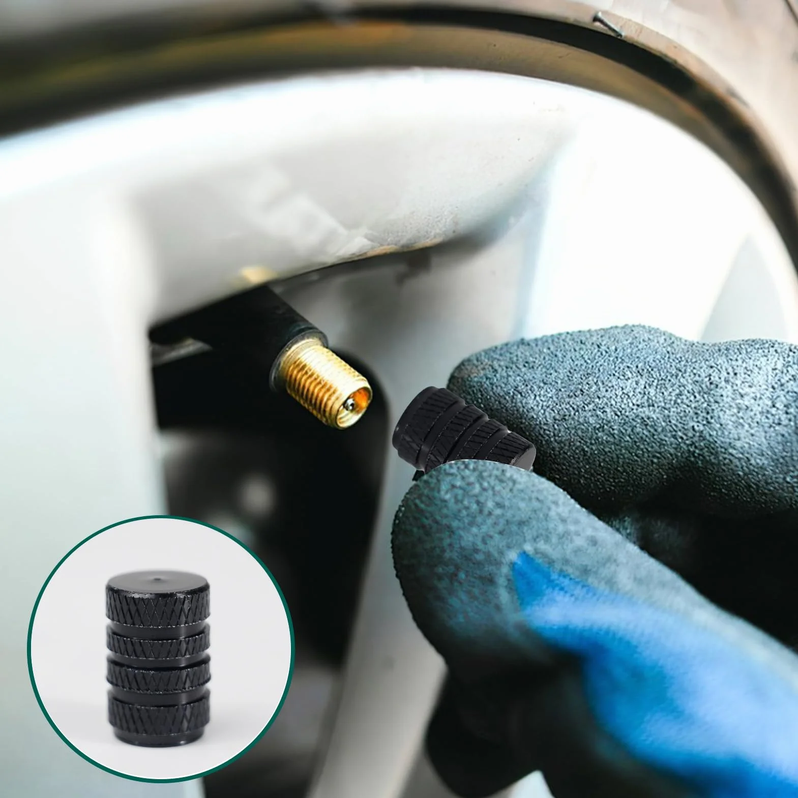 12 PCS Tappi Valvole Pneumatici Auto, Neri, Alluminio Anodizzato, Tappini Gomme Auto, Resistenti alla Corrosione, Universali per Auto, Moto, Camion, SUV e Biciclette