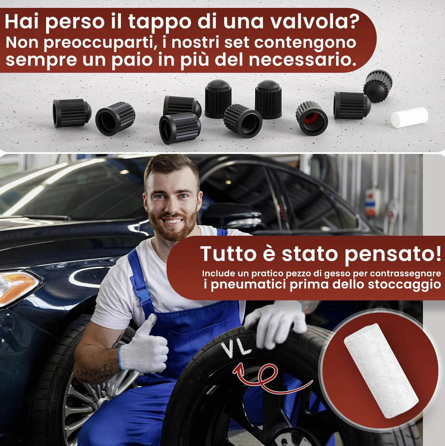 WEIDEBACH® Tappini gomme auto 25 pezzi tappi valvole pneumatici cappuccio valvola bici