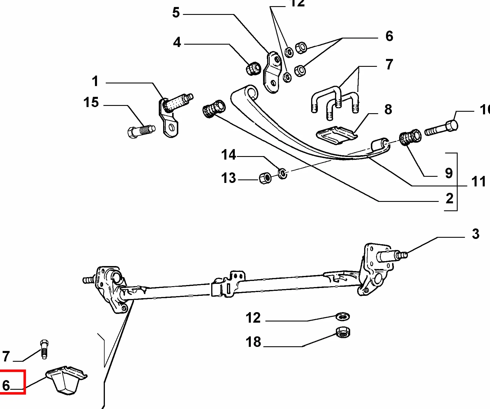 TAMPONE TRAVERSA POSTERIORE SUPPORTO BALESTRA COMPATIBILE CON FIAT STRADA 0046538993 AGM PARTS