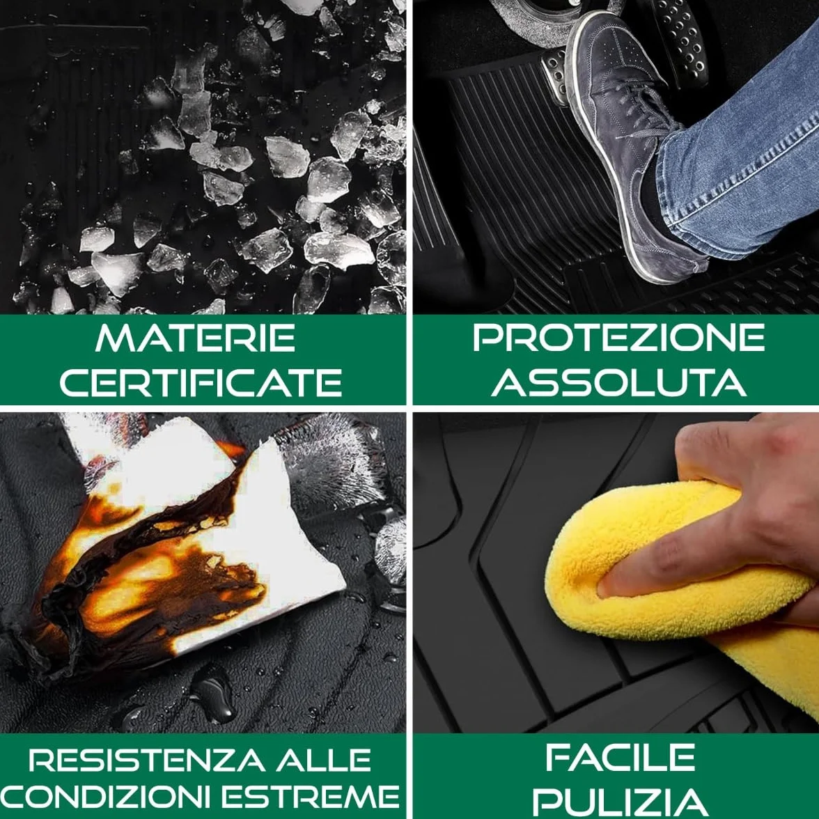 SERIE 4 TAPPETI - TAPPETINI IN GOMMA TPE NERI PER FIAT PANDA III DAL 2012 in poi