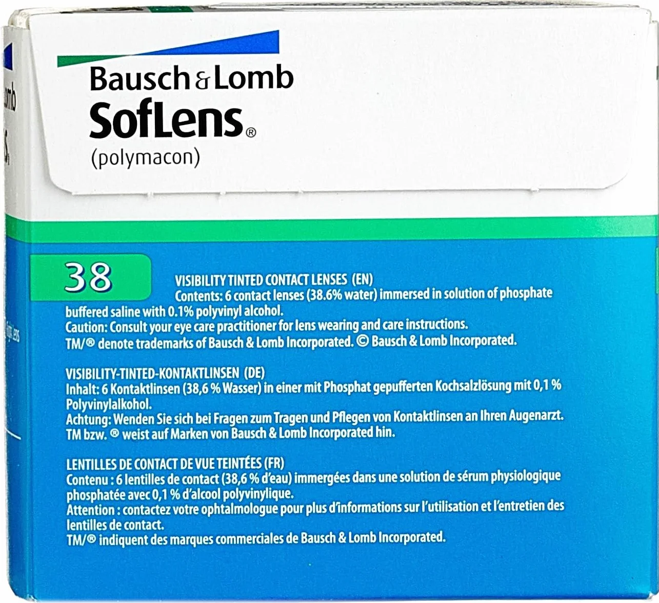 Soflens 38 Lenti a Contatto Correttive Bisettimanali 6 Lenti BC 8.7 mm DIA 14 mm -3.0 Diopt