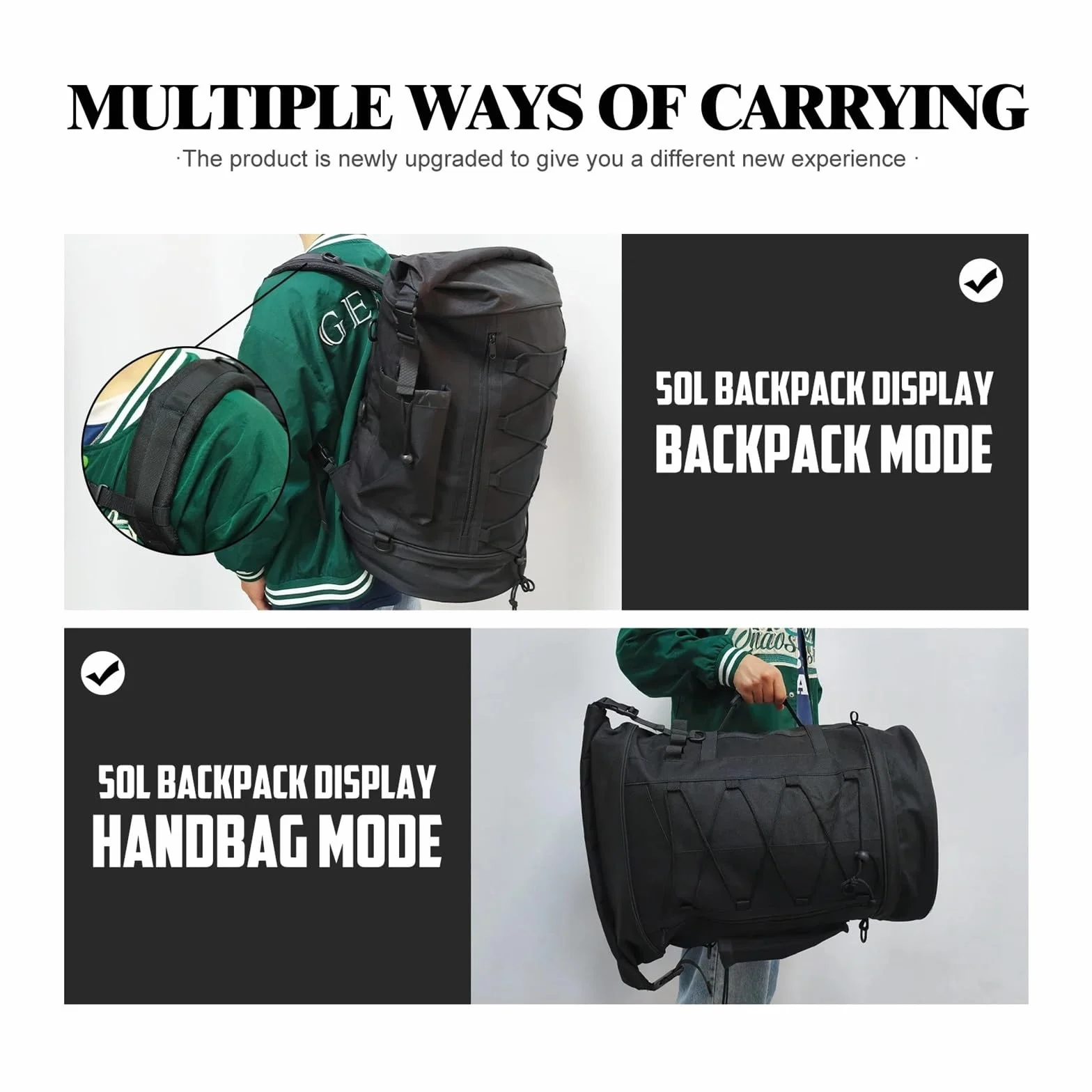 Borsa Moto Posteriore 50L-85L Zaino Portabagagli Sissy Bar Universale Espandibile