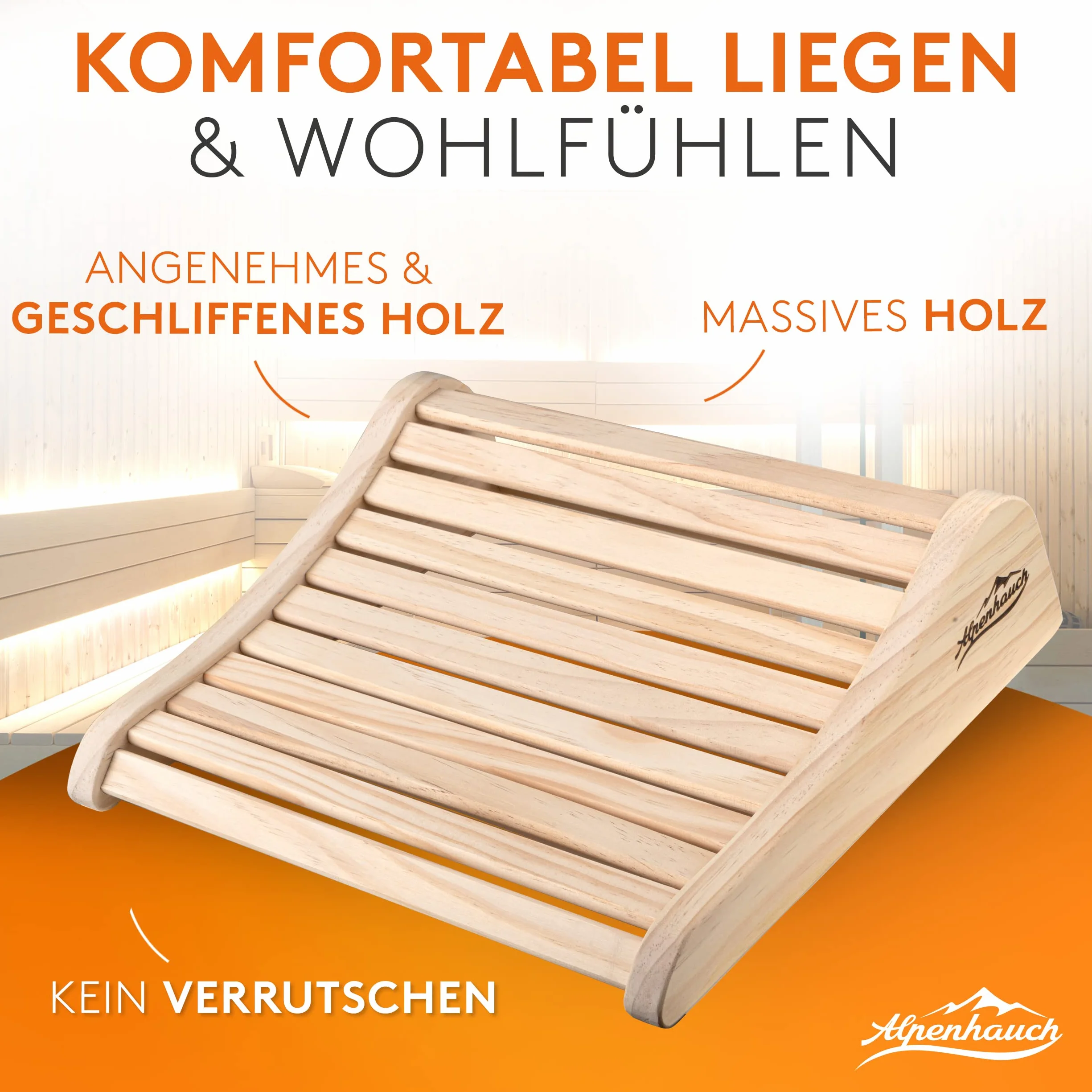 ALPENHAUCH Poggiatesta sauna in legno naturale ergonomico accessorio cabina infrarossi