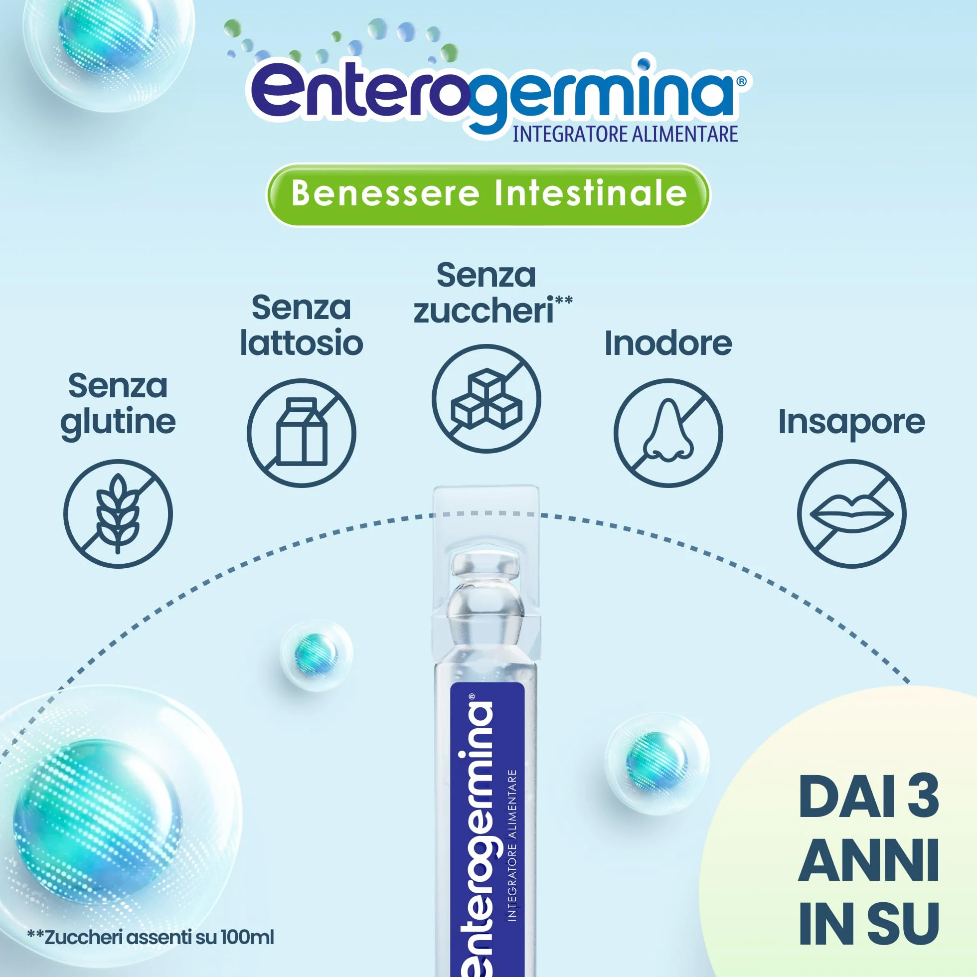 Enterogermina Benessere Intestinale Probiotici Integratori 20 Flaconcini 5 ml