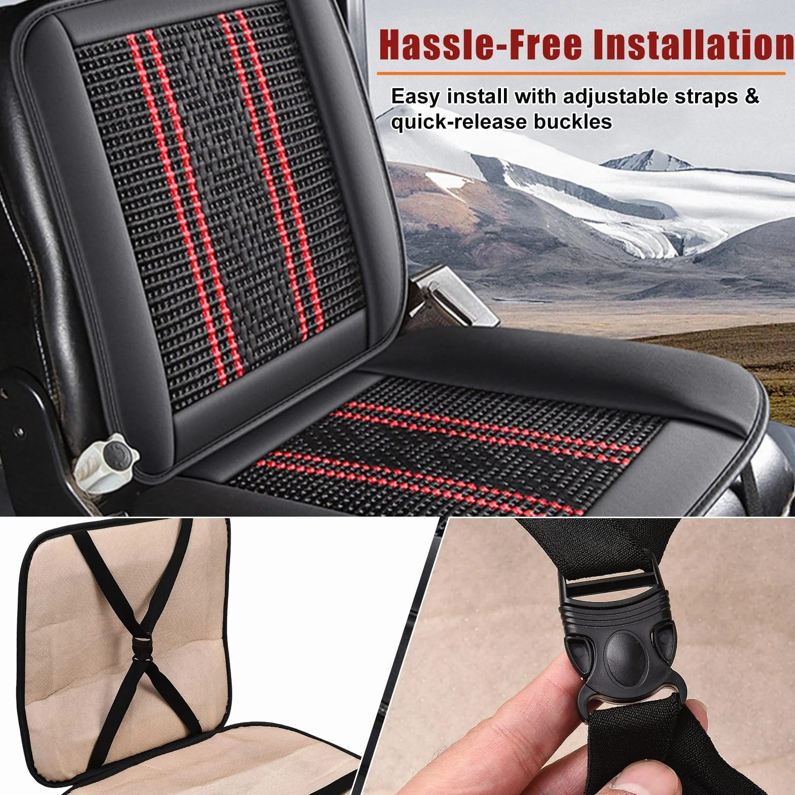 Blueshyhall Coprisedile per trattore, traspirante, rinfrescante, sedile per trattore, sedile in seta di ghiaccio e similpelle, antiscivolo, lavabile, rivestimento per carrelli elevatori (nero)