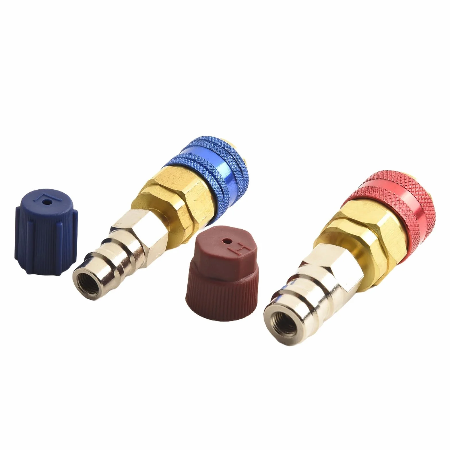 R134a A/C Accoppiatore Rapido Set Estensione Laterale Alto Basso Per Manifold Manometro 180° Connettori Rossi Auto Condizionamento