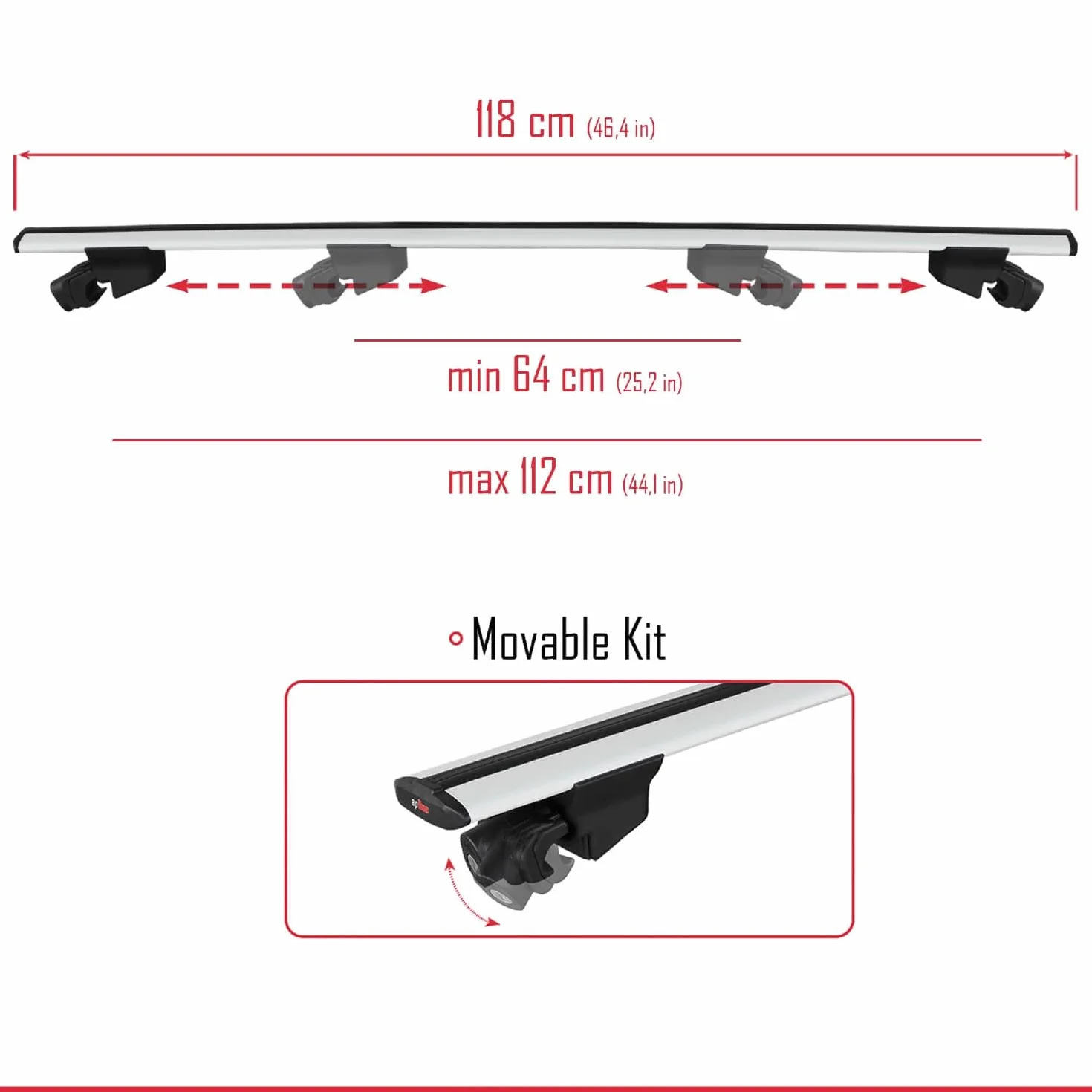 Compatibile con Toyota Yaris Cross 2020-2025 Hook Model Barre Tetto Portapacchi Auto Barre Portatutto Grigo Alluminio 2 Barre
