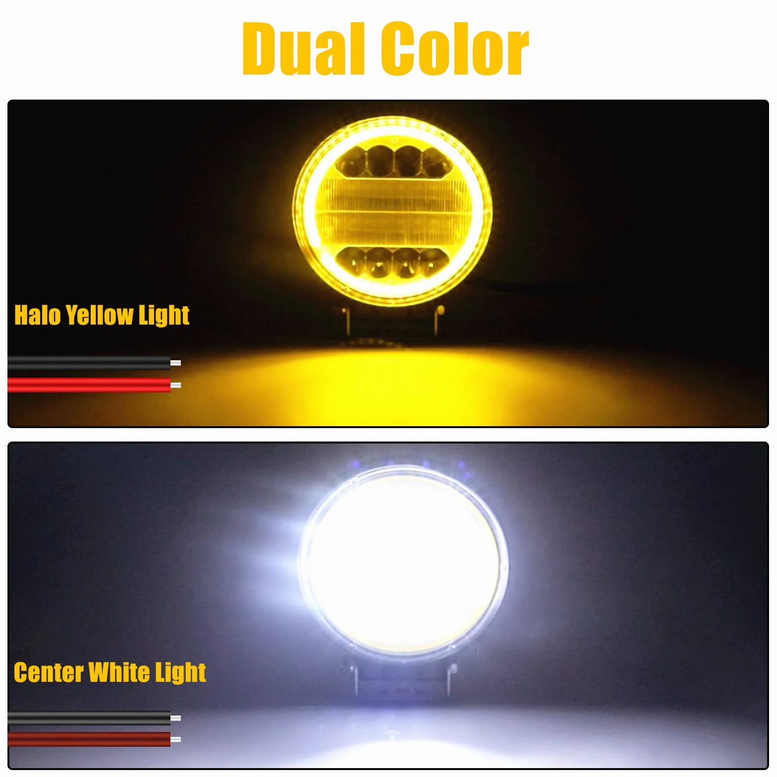 Fari LED Trattore 4,5 pollice 96W 12000LM 12V 24V IP67 Faretto LED Halo Ambra 2 Pezzi