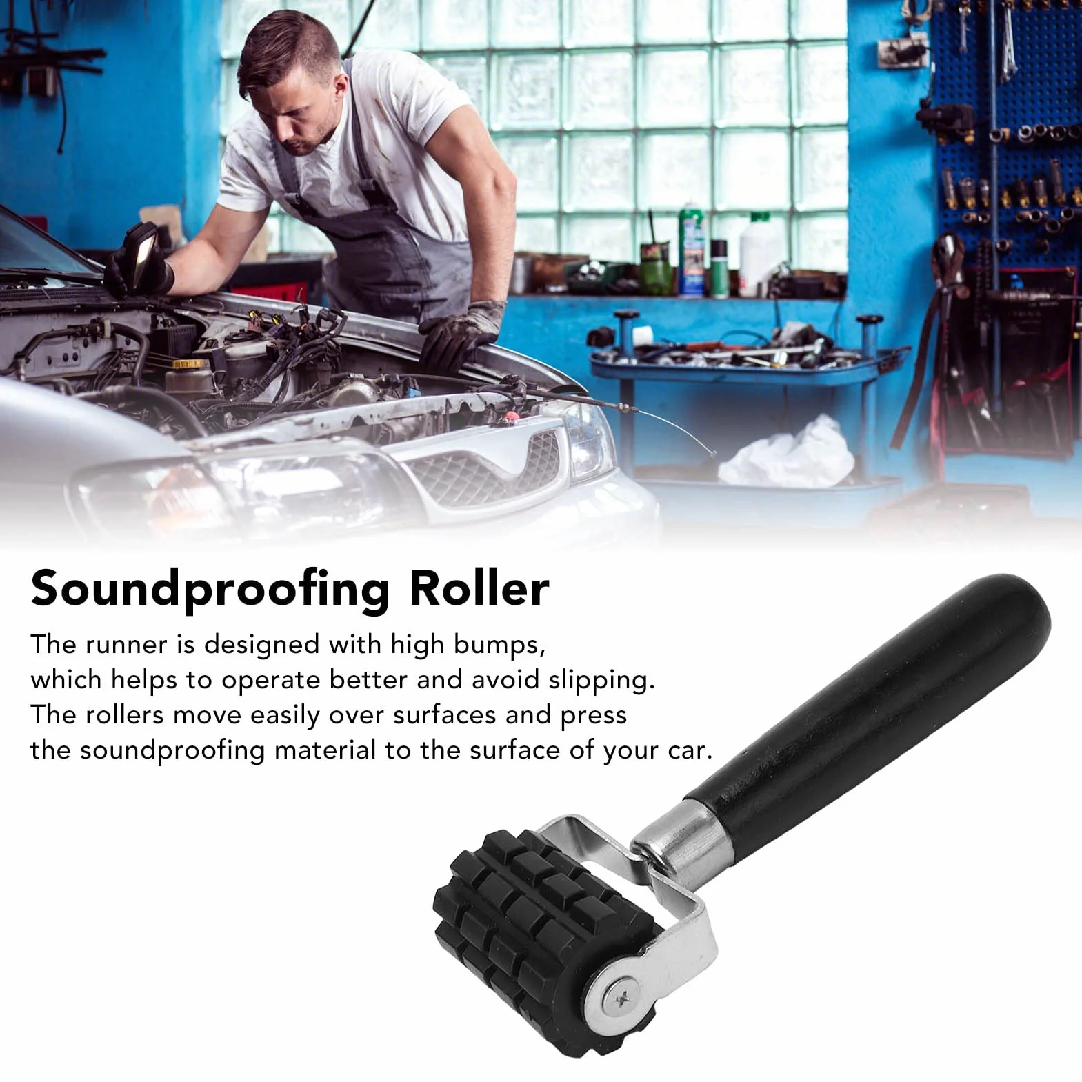 Rullo Fonoassorbente, Rullo Per Applicazioni Automobilistiche con Manico in Legno Per Cuscinetti Isolanti Termici Fonoassorbenti(Large size)