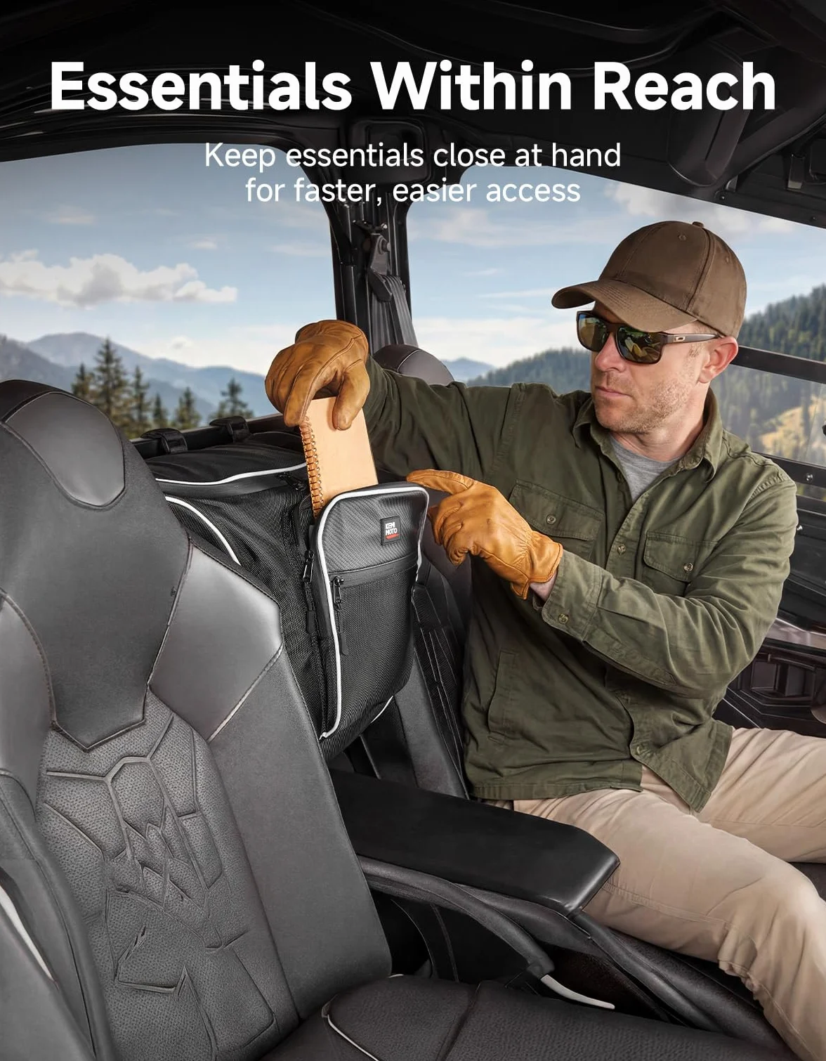 KEMIMOTO UTV Borsa portaoggetti dietro il sedile centrale compatibile con Polaris General 1000/XP 1000 2016-2024 General 1000 accessori borsa degli attrezzi grande capacità