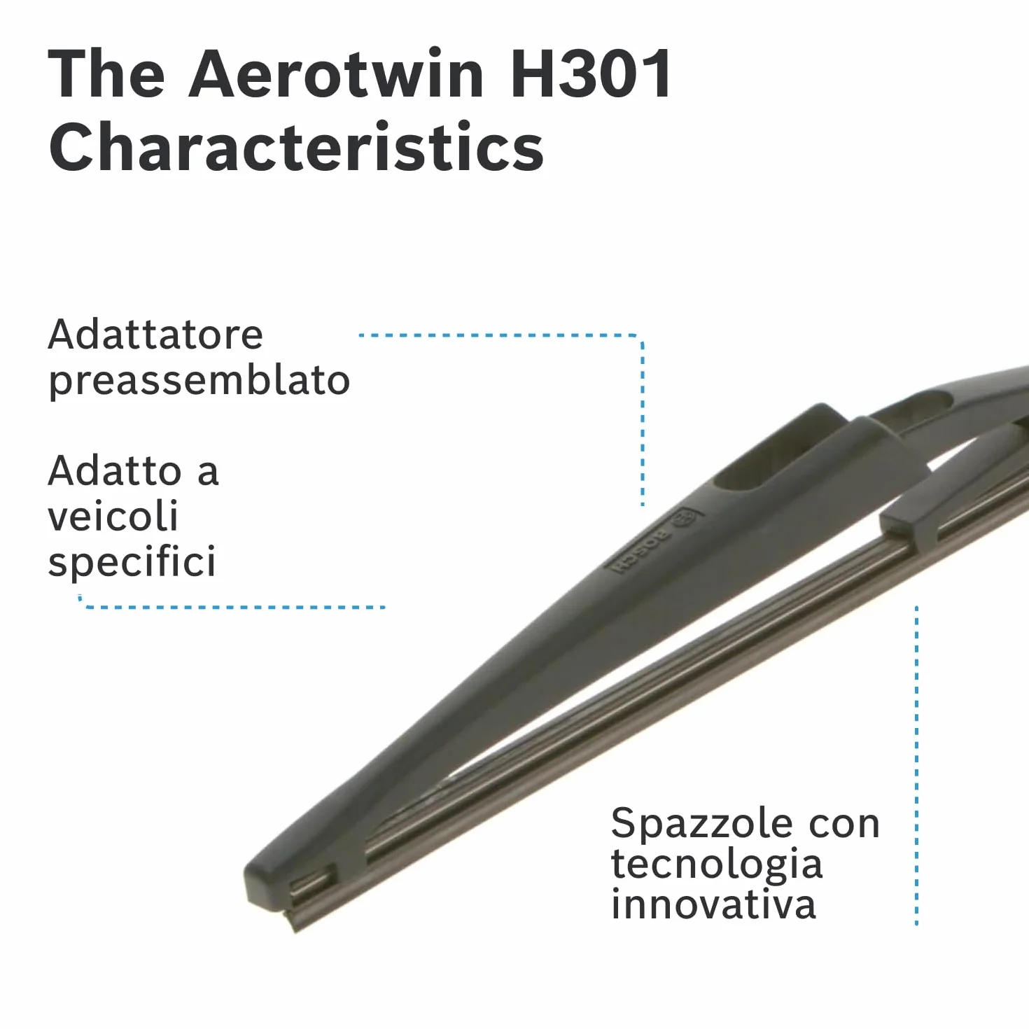 Bosch H 301 Tergilunotto 300 mm Tergicristallo singolo per Lunotto Posteriore