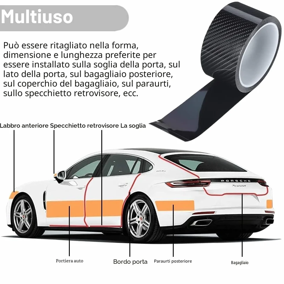 Battitacco Fibra Carbonio, Protezioni Per Davanzali Per Porte Auto In Fibra Di Carbonio Universali Autoadesive Antiscivolo Nastro Impermeabile Per Auto SUV Camion Truck Entry Guards（5cm×5M）