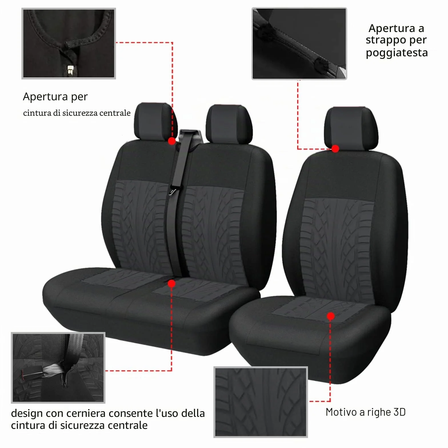 TOYOUN Coprisedile Universale Poliestere Copertura Sedile Auto 2+1 Anteriore