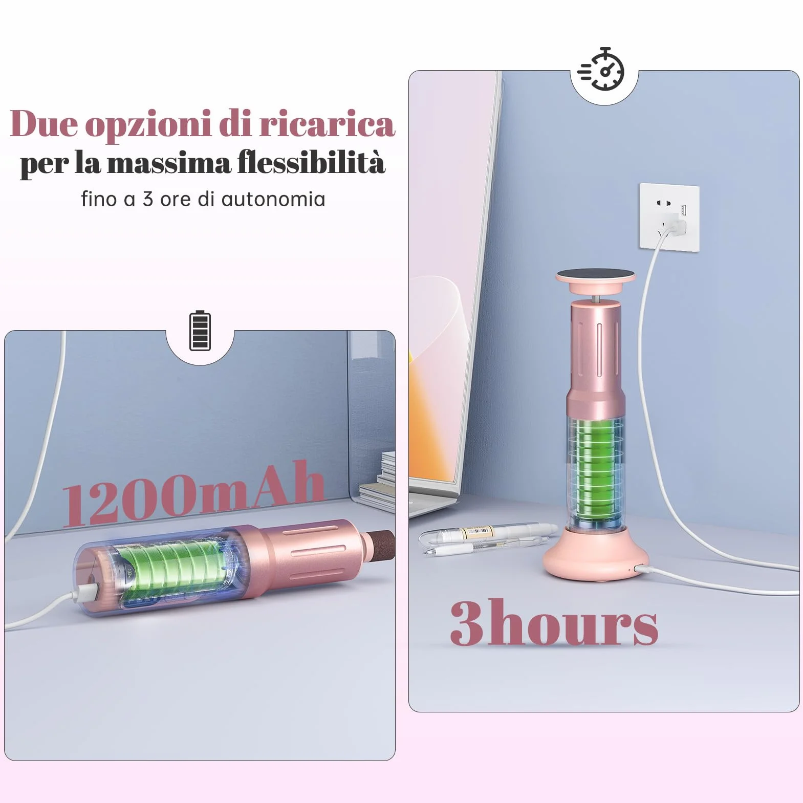 Pedicure Elettrico Professionale Ricaricabile Lima per Piedi con Carta Vetrata Set 2 in 1 Togli Calli 6 Livelli