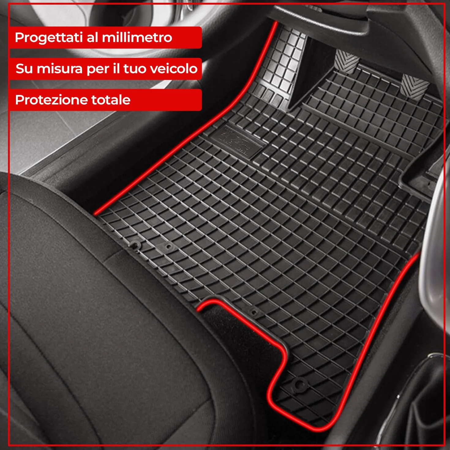 IMJ-Global Tappetini Auto Gomma elToro su Misura Compatibili con Fiat Doblo II 2010-2020 1° fila, Set Completo di Tappeti Auto per Migliorare Look e Sportività, Tappetino Premium in TPE Durevole