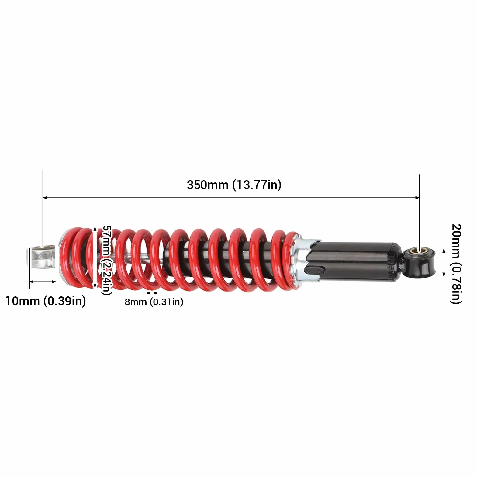 2 ammortizzatori universali 350 mm con molla ad alte prestazioni 8 mm, adatti per Dirt Pit Bike, ATV Quad e scooter 50 °C a 150 °C