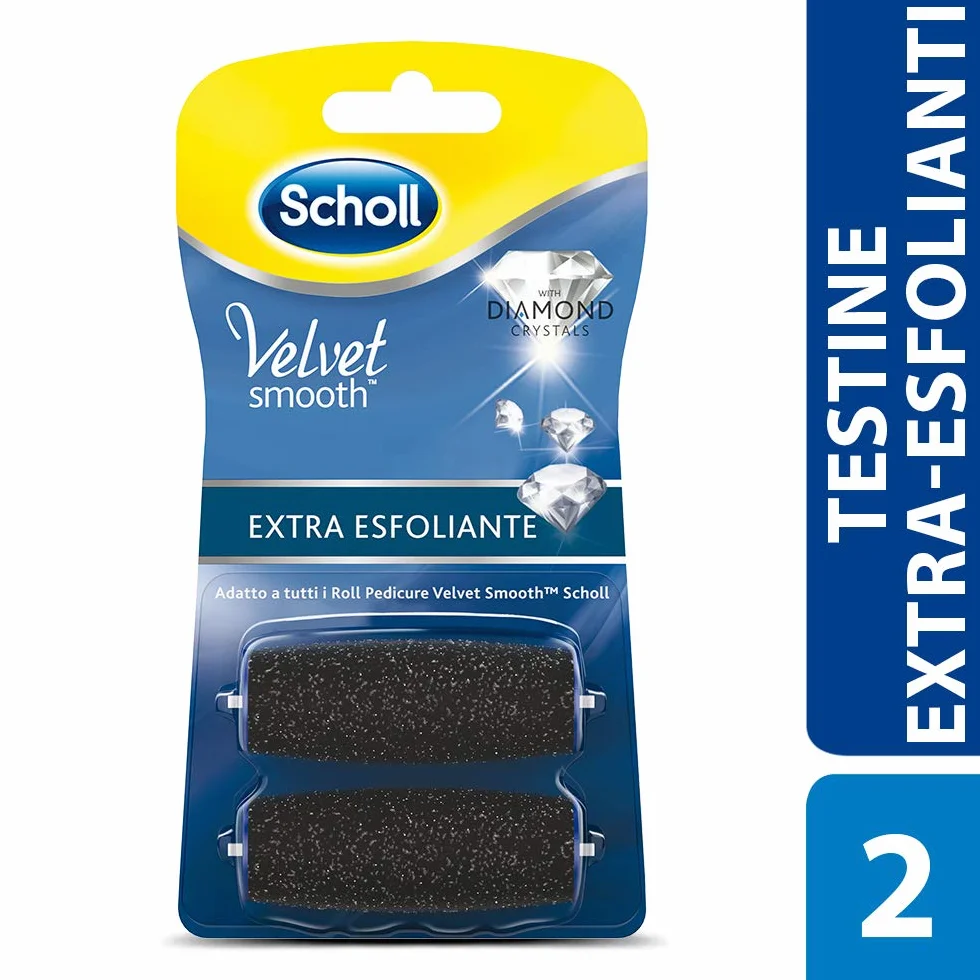 Dr. Scholl's Velvet Smooth Ricariche Testine Extra Esfolianti Cristalli Diamante 2 Pezzi Pedicure Elettrico