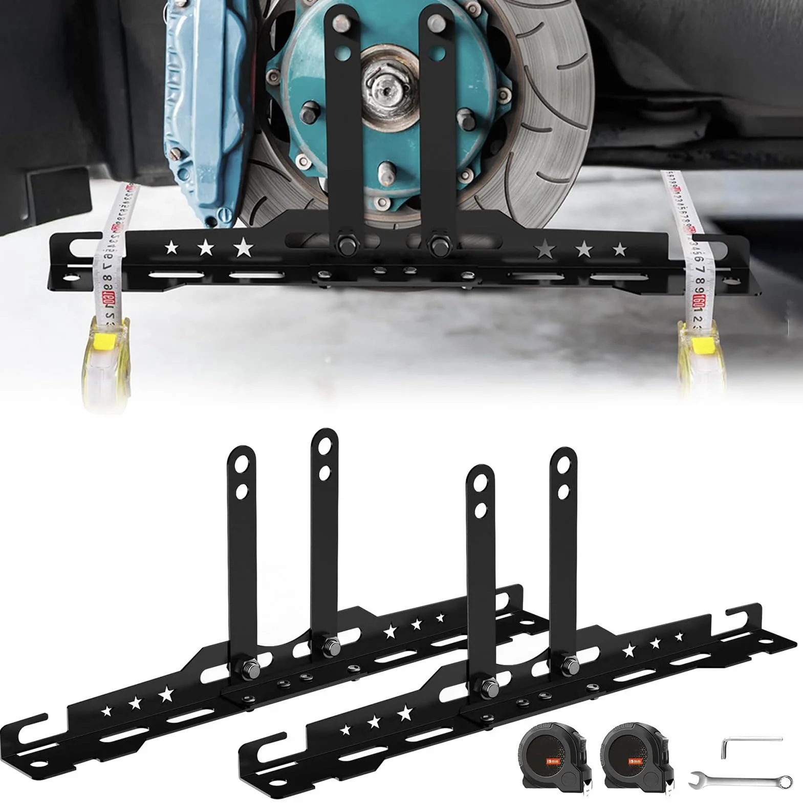 Strumento Per Allineamento Ruote | Calibro Di Convergenza con 2 Nastri Metrici per Auto Camion Moto Rimorchio