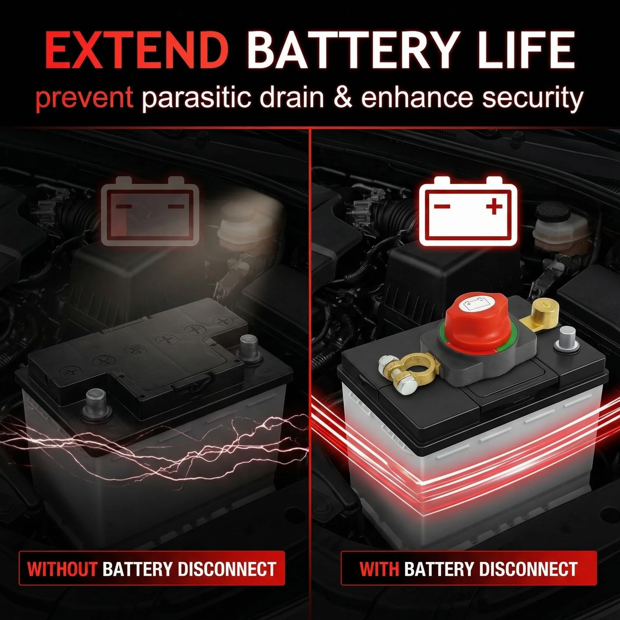 Interruttore Stacca Batteria Polo Positivo,Regolabile 360° Interruttore di Separazione Della Batteria,per Auto,Moto,Roulotte,Camion
