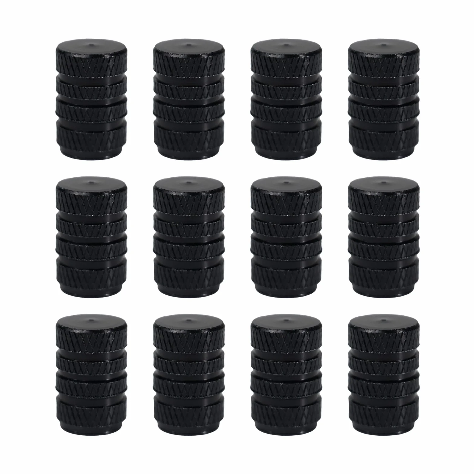 12 PCS Tappi Valvole Pneumatici Auto, Neri, Alluminio Anodizzato, Tappini Gomme Auto, Resistenti alla Corrosione, Universali per Auto, Moto, Camion, SUV e Biciclette