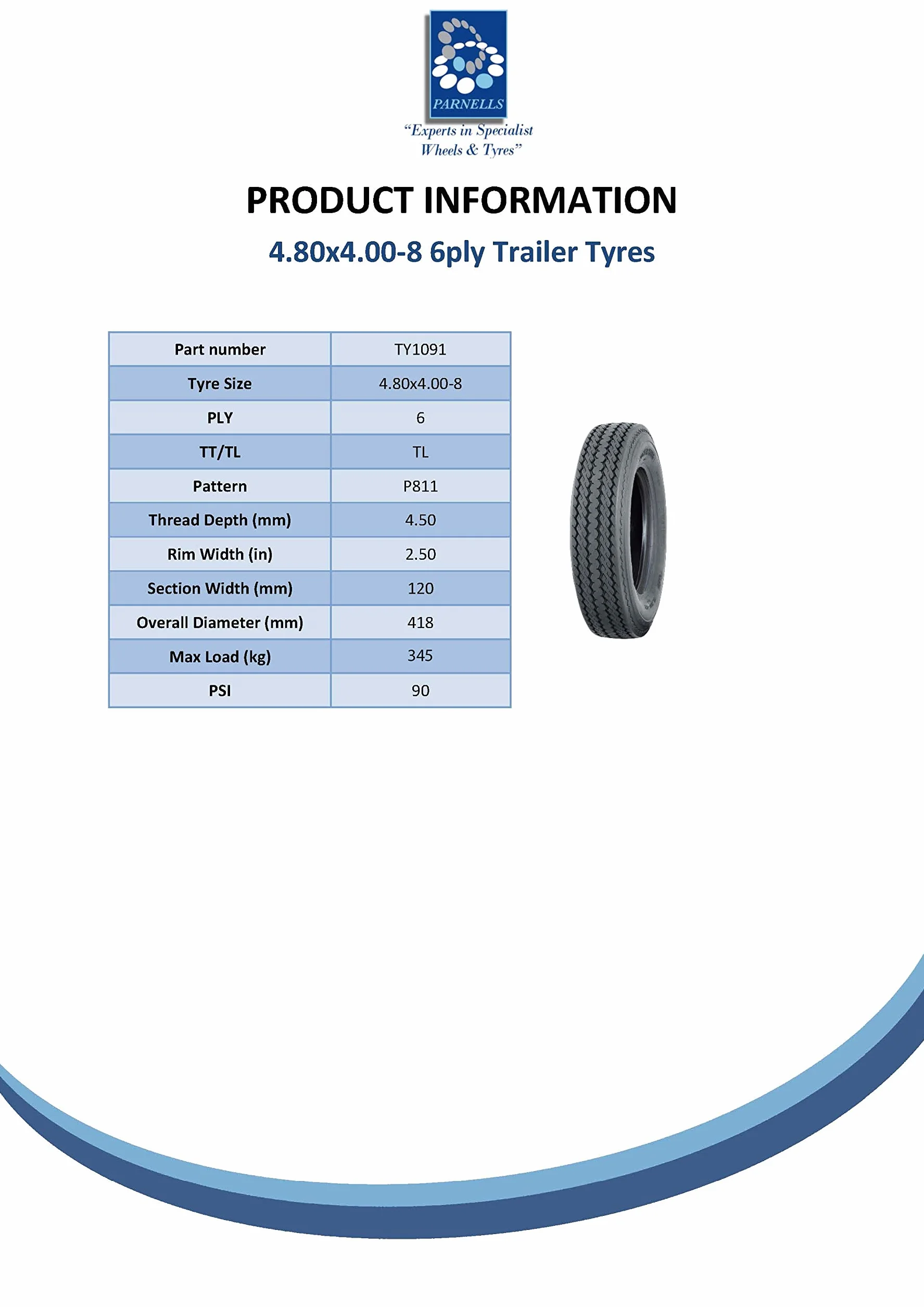 Wanda 4.80/4.00-8 Set di 2 pneumatici per rimorchio 6 strati ad alta velocità omologati E