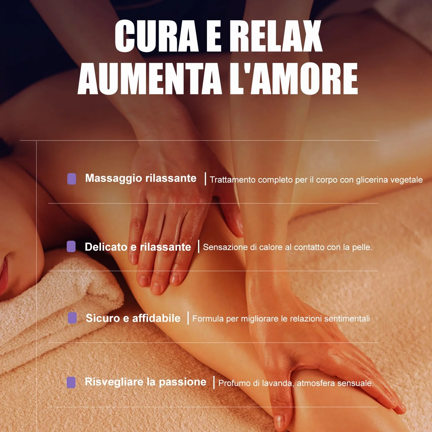Olio da massaggio aromaterapico alla lavanda 120ml per coppie