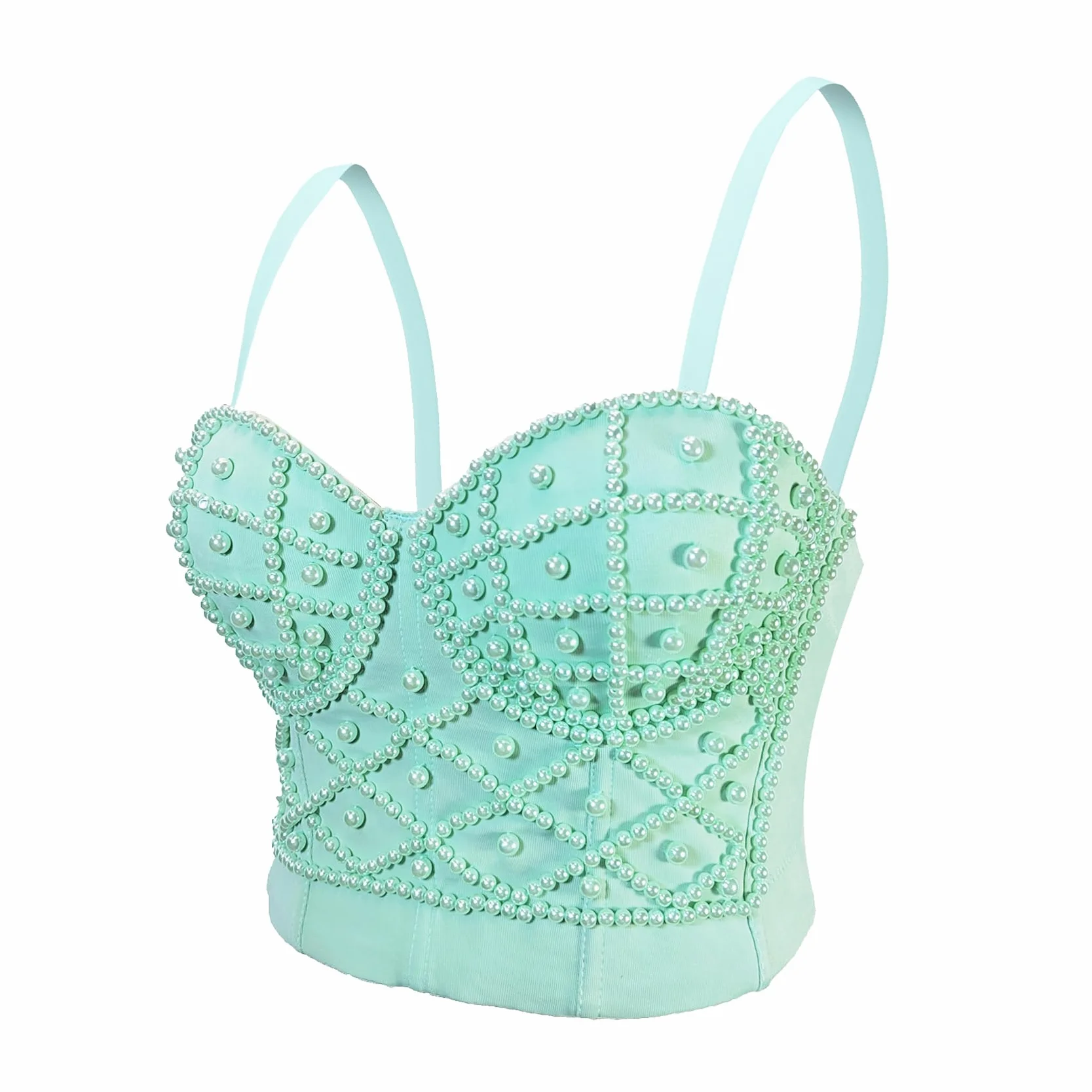 Reggiseno corsetto push-up punk gotico con strass diamante clubwear party